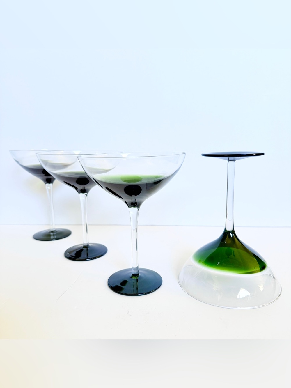 Pier 1 “Elemental Green” Oversized Martini Glasses • Set of 4